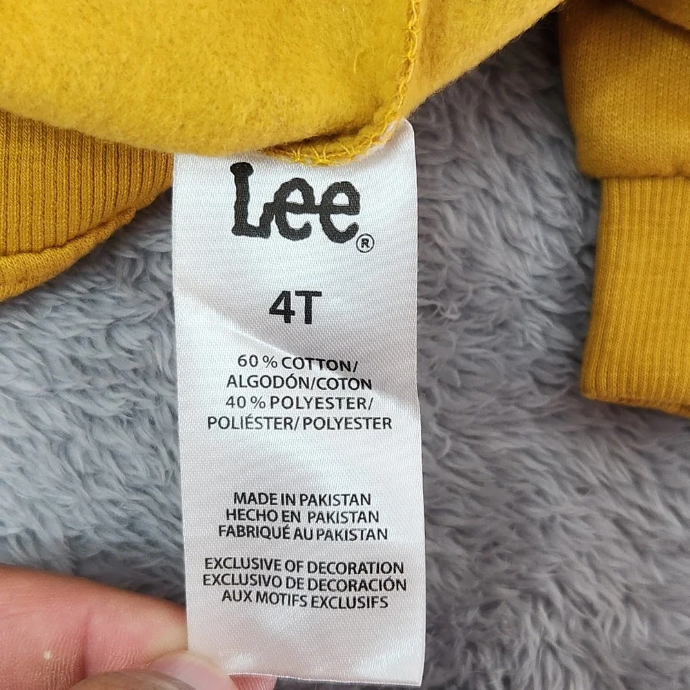 Lee Hoodie Boys 4T Yellow Pullover Sweatshirt Stripe Logo Fleece‎ 19005513